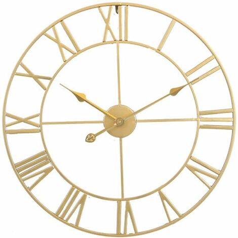 MINKUROW Grande Orologio Da Parete Rotondo In Metallo Stile Vintage Silenzioso Non Ticchettio A Batteria 40 Cm Oro Numeri Romani Orologi Per Soggiorno Camera Da Letto Cucina Decorazione (1/4)