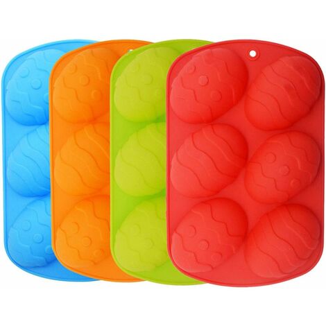 MINKUROW Stampo Pasquale In Silicone - 4 Pezzi 6 Cavità Stampo In Silicone Uovo Di Dinosauro 3d Stampo Da Dessert, Utilizzato Per Fare Torte Fatte A Mano, Cioccolato, Sapone (Quattro Colori)
