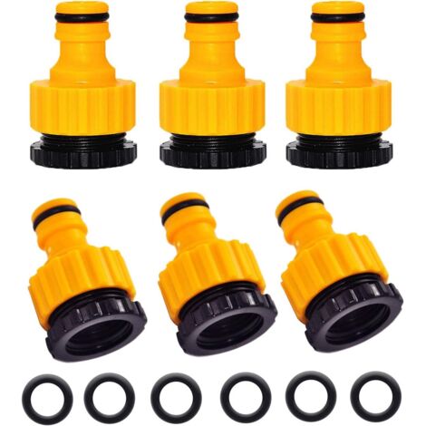 MINKUROW 6 Pezzi 2 In 1 1/2" E 3/4" Adattatore Di Collegamento Del Naso Del Rubinetto Al Connettore Rapido Del Tubo Da Giardino Giallo (1/5)