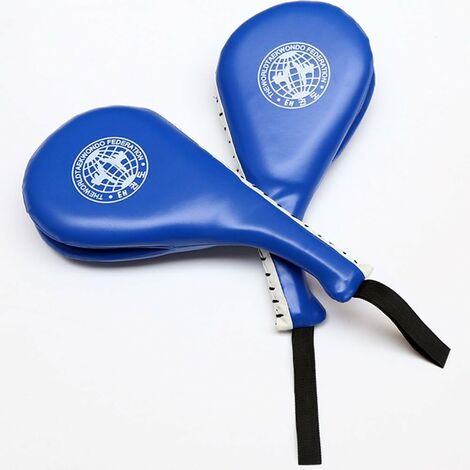 MINKUROW 1 Paio Di Taekwondo Double Paddles Racchetta Da Punzonatura In Pelle Per Tae Kwon Do Boxing Karate Training(Blu)