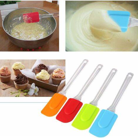 MINKUROW Set Di 4 Spatole In Silicone Flessibili, Spatole Per Torta Alla  Crema Resistenti Al Calore, Con Manico In Plastica (Colori Casuali)