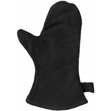 MINKUROW Guanto Per Camino Con Isolamento Termico, Guanto Da Forno In Pelle, Guanto Protettivo Ignifugo, Guanto Da Barbecue, Guanto In Pelle Resistente Al Calore, Nero