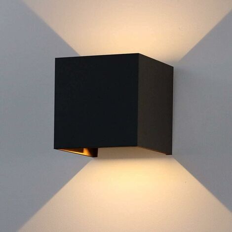 MINKUROW 12w Applique Da Parete Led Bianco Caldo Per Interni Ed Esterni Faretto Da Parete Per Bagno/Applique Da Parete/Illuminazione Da Parete Per Camera Da Letto, Soggiorno,Ip65,Nero (1/5)