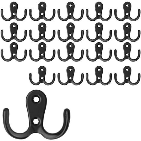 MINKUROW 20 Pezzi Ganci Appendiabiti, Ganci Per Armadi Ganci A Doppia Parete Ganci Appendiabiti Vintage In Metallo Retrò Per Ganci Appendiabiti Bagno Cucina (Nero) (1/5)