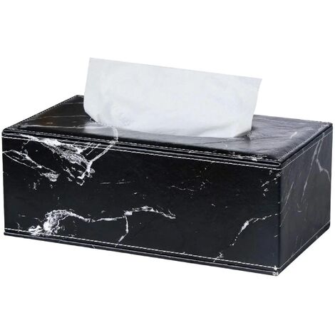 Scatola Di Fazzoletti Cosmetici In Pelle MINKUROW (Marmo Nero) (1/5)