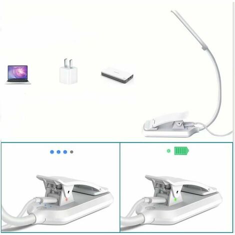 MINKUROW Lampada Da Lettura, Lampada Da Lettura A 9 Led Ricaricabile A Clip,  Collo Flessibile A 360°, 3 Temperature Di Colore E 3 Livelli Di Luminosità,  Interruttore Touch, Mini Luce Notturna Per Nott