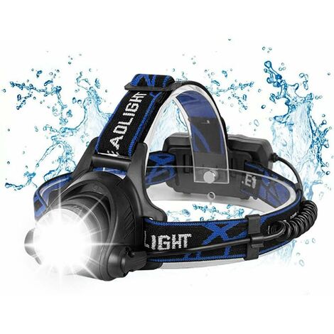 MINKUROW Lampada Frontale, Torcia A Led Ricaricabile, Lampada Frontale Con 3 Modalità Di Illuminazione Con Cavo Usb 2 Batterie 18650 Con Indicatore Luminoso Per Campeggio/Pesca/Arrampicata (1/5)