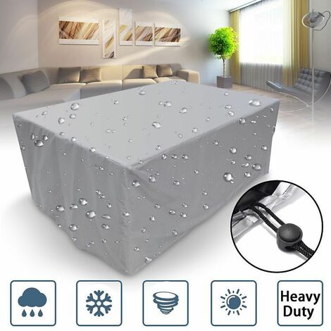 MINKUROW Bcc Copertura Per Mobili Da Giardino, 115x115x70 Cm Poliestere Argento Tessuto Oxford Copertura Per Mobili Da Giardino Copertura Per Tavolo Da Giardino Impermeabile Con Cavo E Chiusura A Scat