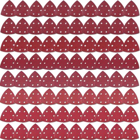 MINKUROW Bcc 80 Pezzi 6 Fori A Strappo Triangoli Abrasivi 40/60/80/120/180/240/320/400 Triangolo Abrasivo Per Levigatura E Lucidatura (1/5)