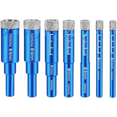 MINKUROW Bcc 7 Pezzi Per Trapano Diamantato A Secco 5/6/8/10/12/14/16 Mm Per Vetro, Porcellana, Piastrelle, Ceramica, Granito (1/5)