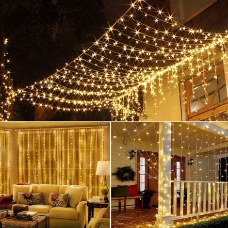 MINKUROW Luci Per Tende - 3 X 3 M Luci Per Tende 300 Led Alimentate Tramite  Usb, 8 Modalità Di Illuminazione Con Decorazione Per Finestre Con  Telecomando, Natale, Matrimoni, Compleanni, Casa, Patio, I