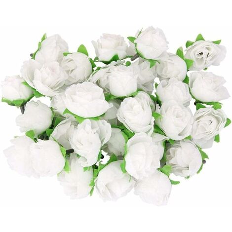 MINKUROW 50 Pz 3 Cm Testa Di Fiore Artificiale Testa Di Fiore Falso Pianta Artificiale Decorazione Per La Festa Nuziale Di Casa, Bianco Puro