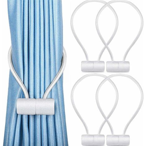 MINKUROW Fermatenda Magnetici Per Tende, Set Di 4 Fermacravatte, Fermagli Per Tende, Fibbie, Fermacravatte Magnetiche Per La Decorazione Della Casa (Bianco)