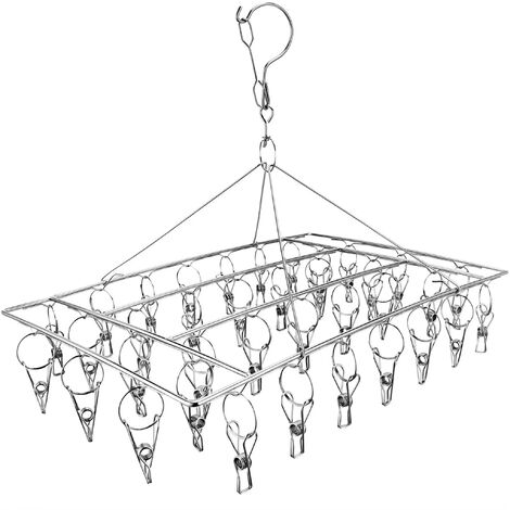 MINKUROW Asciugacalzini In Acciaio Inossidabile Gancio Girevole Gancio Antivento Per Calzini Biancheria Intima Reggiseni Vestiti Del Bambino Guanti (36 Mollette) (1/5)