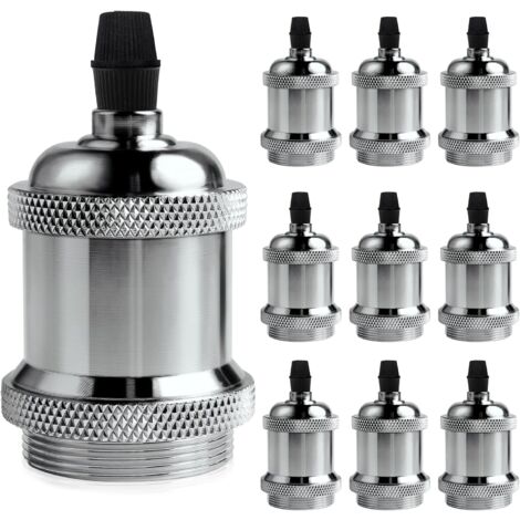 MINKUROW Vintage E27 Solid Socket, Alluminio Ceramic Socket, Edison Screw Light Bulb Socket Adapter, Applique Da Parete, Lampada Da Tavolo, Lampada Da Terra O Lampada Da Soffitto Fai Da Te, Colore Cro (1/4)