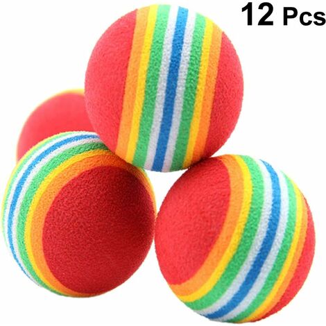 MINKUROW 12 Pezzi Giocattoli Per Gatti Palla Arcobaleno, Palla Di Spugna Morbida In Schiuma Per Cani E Gatti, Palla Da Gioco Interattiva Per Gattino E Cucciolo (1/5)