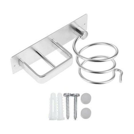 MINKUROW Supporto Per Asciugacapelli Da Parete Supporto Per Piastra Per Capelli In Alluminio Supporto Per Asciugacapelli Organizzatore Per Asciugacapelli Per Hotel, Bagno, Parrucchiere Argento (1 Pz) (1/4)