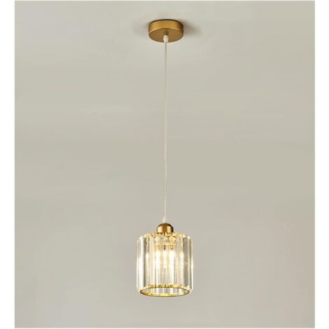 MINKUROW Mini Lampadario Di Cristallo Cromato A Sospensione Da Incasso Moderna Plafoniera A Sospensione Sala Da Pranzo Camera Da Letto Cucina Isola Armadio Corridoio, E27, Testa Singola Rotonda Oro (1/5)