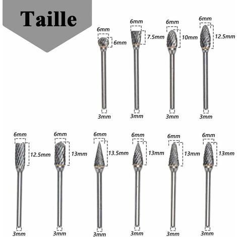 Set Di Utensili Per Frese in Acciaio Al Carburo Di Tungsteno, Frese Per  Metallo Professionali 10 Pezzi Per Intaglio Del Metallo, Lucidatura