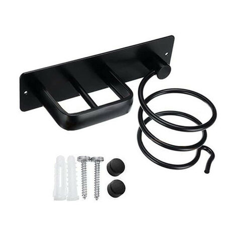 MINKUROW Supporto Per Asciugacapelli Da Parete Supporto Per Piastra Per Capelli In Alluminio Supporto Per Asciugacapelli Organizzatore Per Asciugacapelli Per Hotel, Bagno, Barbiere Nero (1 Pz) (1/5)