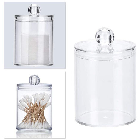 MINKUROW 2pcs Scatole Portaoggetti Da Bagno, Piccolo Portaoggetti Da Bagno In Plastica Con Coperchio, Scatola Portaoggetti Per Cotone O Cosmetici, Trasparente (1/5)