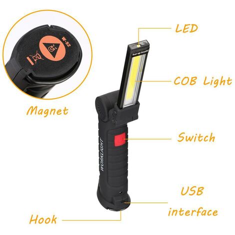 Torcia a LED COB Luce da lavoro magnetica Torcia ricaricabile USB