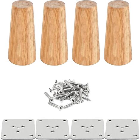 MINKUROW 25 Cm Gambe Per Tavolo In Legno Set Di 4 Gambe Per Mobili In Legno Massello Gambe Per Mobili Di Ricambio Coniche Inclinate Con Piastre Di Montaggio E Viti Per Divano Letto Armadio Divano Sedi (1/5)