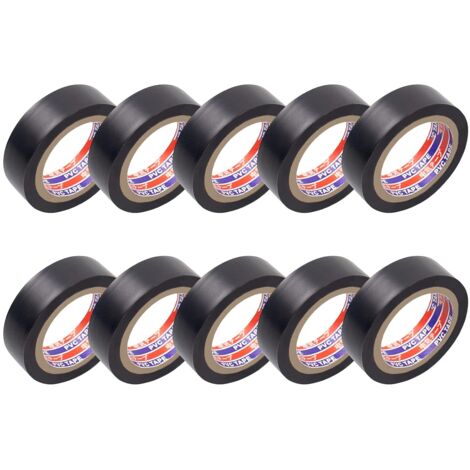 MINKUROW 10 Pezzi Nastro Isolante Elettrico Nero Reggiatura E Fissaggio Cavi Elettrici Rotoli Isolamento Termico In Pvc Per Riparazione Auto, Bici, Fai Da Te, Guaina Elettricista (1,8 Cm Di Larghezza (1/5)