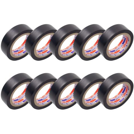 MINKUROW 10 Pezzi Nastro Isolante Elettrico Nero Reggiatura E Fissaggio Cavi Elettrici Rotoli Isolamento Termico In Pvc Per Riparazione Auto, Bici, Fai Da Te, Guaina Elettricista (1,6 Cm Di Larghezza (1/5)