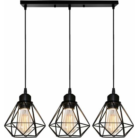 MINKUROW Lampadario Lampadario Industriale Vintage 3 Luci E27 Plafoniera Design Gabbia In Metallo Ø160mm Illuminazione A Soffitto Per Soggiorno Cucina Camera Da Letto (1/5)