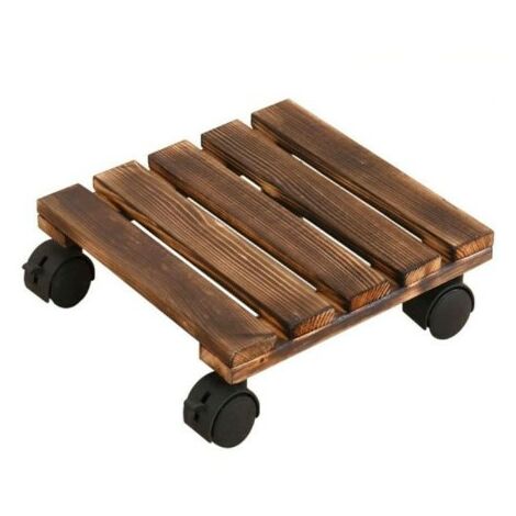 MINKUROW Portavaso Da Fiori Country Porta Rotolo 30x30 Cm Da Interno I Wheel Pot In Legno Massello Antiscivolo, Castagno (1/4)