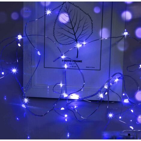 MINKUROW Stringa Di Luci A Led, 2m 20 Led Wire Micro Fairy Lights Decorazione Natalizia Luci Da Fata Pulsante A Batteria Cr2032 Per Feste, Giardini, Natale, Decorazioni Di Halloween, Matrimoni (Blu) 2 (1/5)