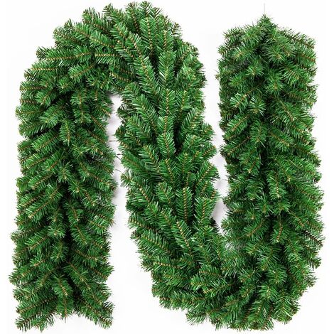 MINKUROW Ghirlanda Di Alberi, Ghirlanda Di Natale, 2,7 M Ghirlanda Di Natale Artificiale In Pvc Verde Puro Per Camino, Scale, Casa, Giardino, Decorazione Per Le Vacanze Interne Ed Esterne (280t) (1/5)
