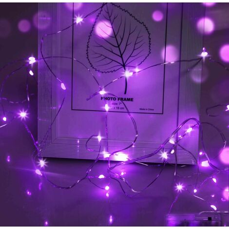 MINKUROW Stringa Di Luci A Led, 3m 30 Led Wire Micro Fairy Lights Decorazione Natalizia Luci Da Fata Pulsante A Batteria Cr2032 Per Feste, Giardini, Natale, Decorazioni Di Halloween, Matrimoni (Viola) (1/5)