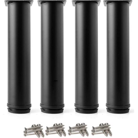 MINKUROW 4 Gambe Nere Regolabili 250 Mm Altezza Addensare Gambe Armadio Gambe Tavolo Gambe Mobili, Acciaio Inossidabile Altezza Regolabile 0-15mm Vieni Con Viti In Acciaio Inossidabile (1/4)