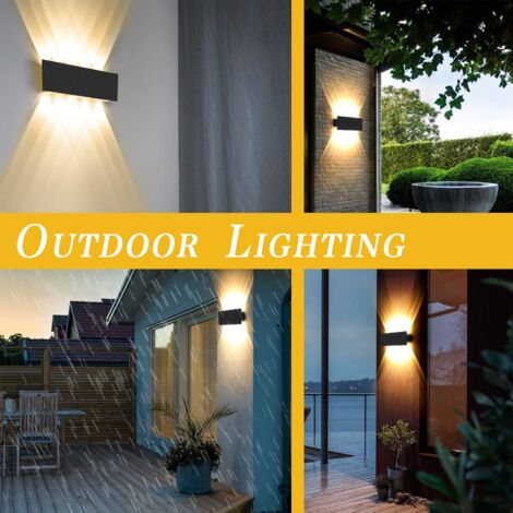 6w Led Lampada da parete interna Illuminazione esterna Impermeabile  Alluminio Luce su giù Per camera da letto Soggiorno Scala Giardino Patio  Patio