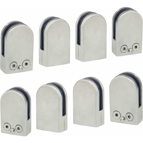 MINKUROW 8 Pezzi (8-12mm) Morsetto Per Vetro Supporto Per Vetro Morsetto In Acciaio Inossidabile 304 Morsetto Clip Corrimano Piatto Finestra Balaustra Scala Regolabile Bagno