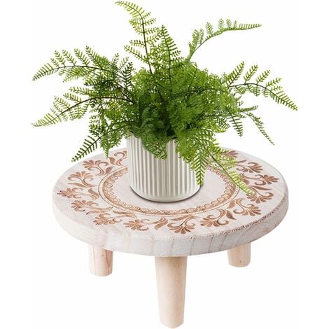 MINKUROW Supporto Per Vaso Da Fiori In Legno Rotondo Piccolo, Mini  Sgabello, Espositore Per Piante Grasse