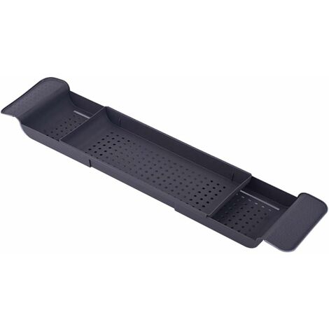 MINKUROW Contenitore Per Vasca Da Bagno In Plastica, Contenitore Per Vasca Da Bagno Espandibile Con Foro Di Drenaggio Sopra La Vasca, Portavaso Da Bagno Per Bagno Di Casa Nero (1/5)