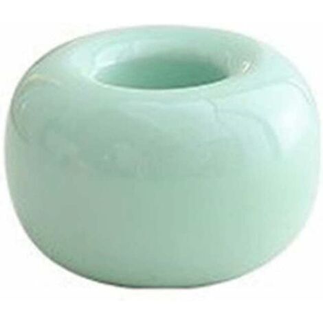 MINKUROW Portaspazzolino In Ceramica, Portaspazzolino Con Base A Forma Di Ciambella, Portaspazzolino Per Doccia Bagno Domestico, Adatto Per Spazzolino Da Denti, Rasoio Manuale, Penne, Verde (1/5)