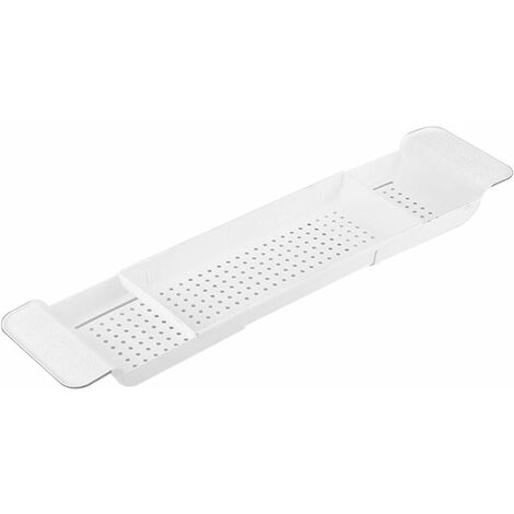 MINKUROW Contenitore Per Vasca Da Bagno In Plastica, Contenitore Per Vasca Da Bagno Espandibile Con Foro Di Drenaggio Sopra La Vasca, Portavaso Da Bagno Per Bagno Di Casa Bianco (1/5)