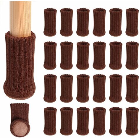 MINKUROW Calzini Per Gambe Di Sedia Lavorati A Maglia Set Di Calzini Elastici Per Mobili Per Sedia Protezioni Per Pavimento In Legno Per Gambe Di Mobili, Marrone, 24 Pezzi (Marrone Scuro) (1/5)
