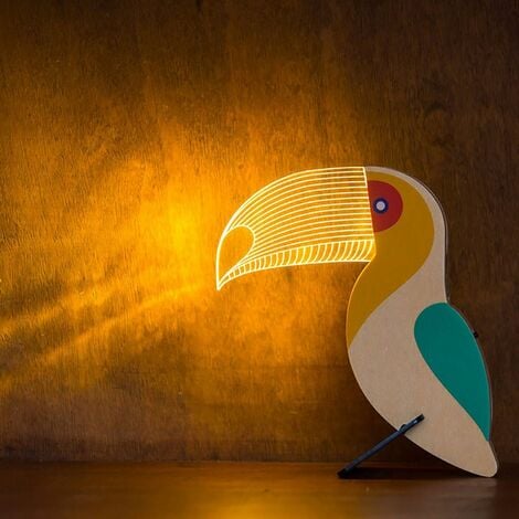 MINKUROW Simpatica Luce Tucano Luci Decorative In Legno Lampade Portatili  Colorate Animali In Legno 3d Luce