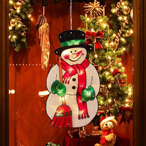 4 pezzi di decorazioni natalizie LED fiocco di neve Babbo Natale appeso  lampada a ventosa ornamenti per finestre decorazione per la stanza di casa