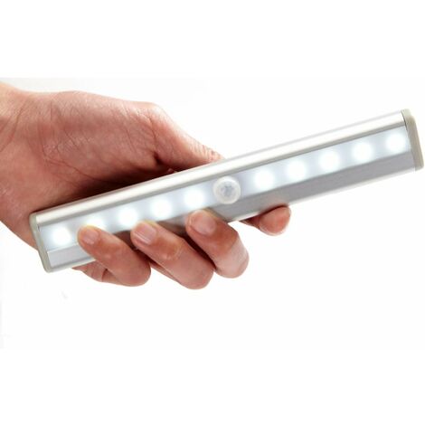 MINKUROW 10 Led Pir Sensore Di Movimento Luce Per Armadio Sotto La Luce Dell'armadio, Striscia Luminosa Per Armadio Alimentata A Batteria Wireless Con Base Magnetica A Bastoncino, Luce Notturna Per Sc (1/5)