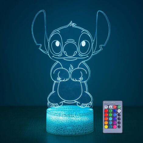 Cartone Animato Kawaii Lilo Stitch Lampada Led 3d Illuminazione Rgbcambia Pannello Acrilico Cavo Usb Camera Da Letto Comodino Luce Notturna Bambino Natale Con Telecomando (1/5)