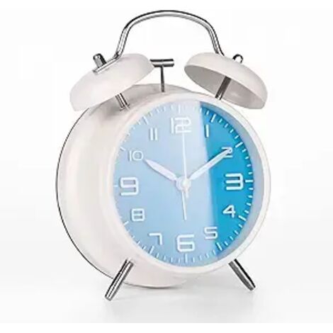 MINKUROW Sveglia Ad Alto Volume Per Chi Ha Il Sonno Profondo Sveglia Retrò A Doppia Campana Da 4 Pollici Bianca E Blu (1/5)