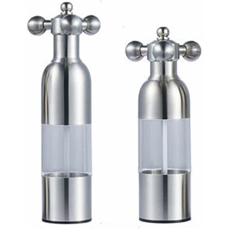 MINKUROW Set Di 2 Macinapepe, Agitatori Di Sale E Pepe Regolabili, Agitatore Di Pepe In Acciaio Inossidabile, Bottiglia Di Polvere Di Condimento Manuale In Acciaio Inossidabile 304 (1/5)