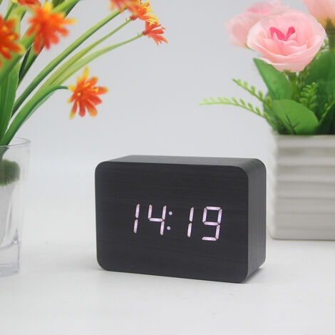 MINKUROW Orologio Da Scrivania Ora/Data/Temperatura Sveglia Marrone Ecopelle Rosso Led Nero Legno Bianco Lettera (1/5)