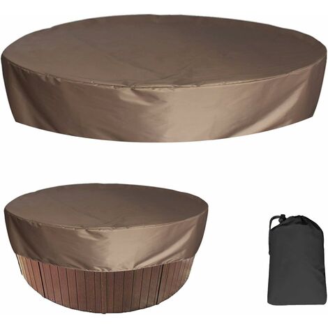 MINKUROW Copertura Spa Rotonda Impermeabile Coperture Vasca Idromassaggio All'aperto,Copertura Spa Impermeabile,Copertura Vasca Antivento Resistente Ai Raggi Uv Per Piscina,Marrone,210×30cm